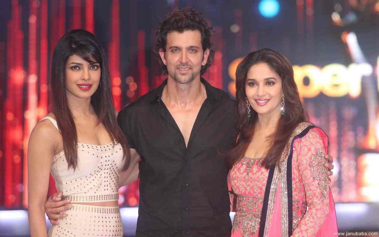 Priyanka Chopra with Hrithik Roshan and Madhuri Dixit